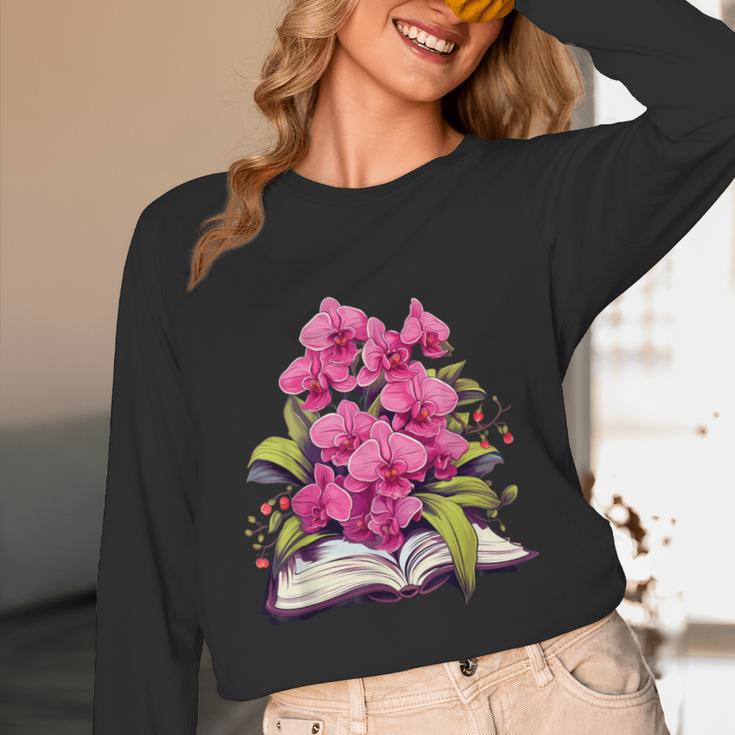 Orchids Flowers Book Floral Unisex Long Sleeve T-Shirt Orchids Flowers Book Floral Unisex Long Sleeve T-Shirt