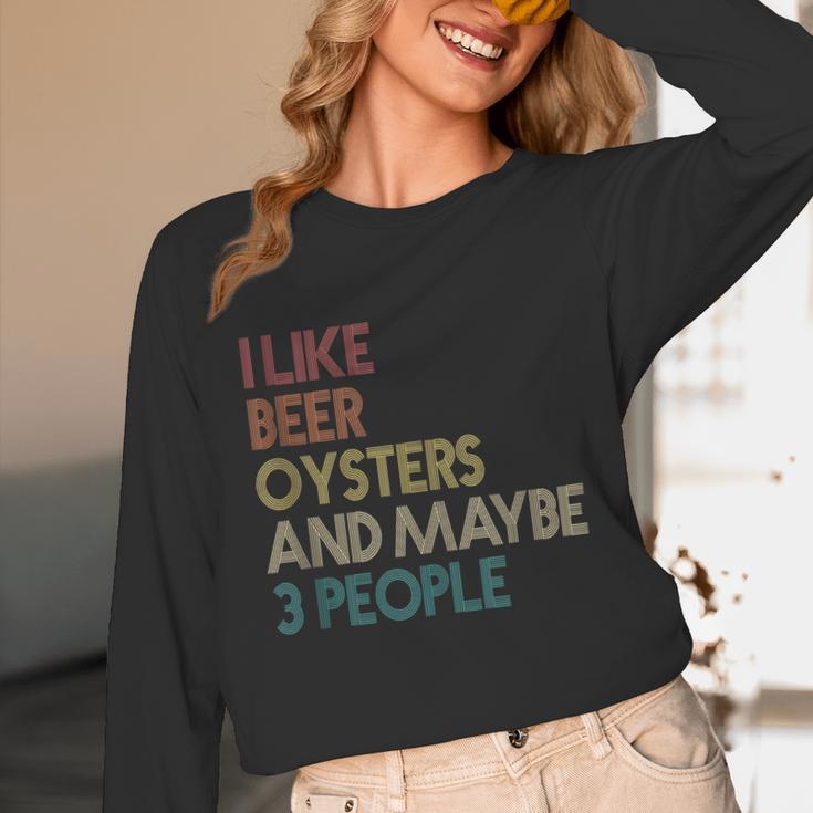 Oysters And Beer Lovers Introvert Quote Vintage Retro Unisex Long Sleeve T-Shirt