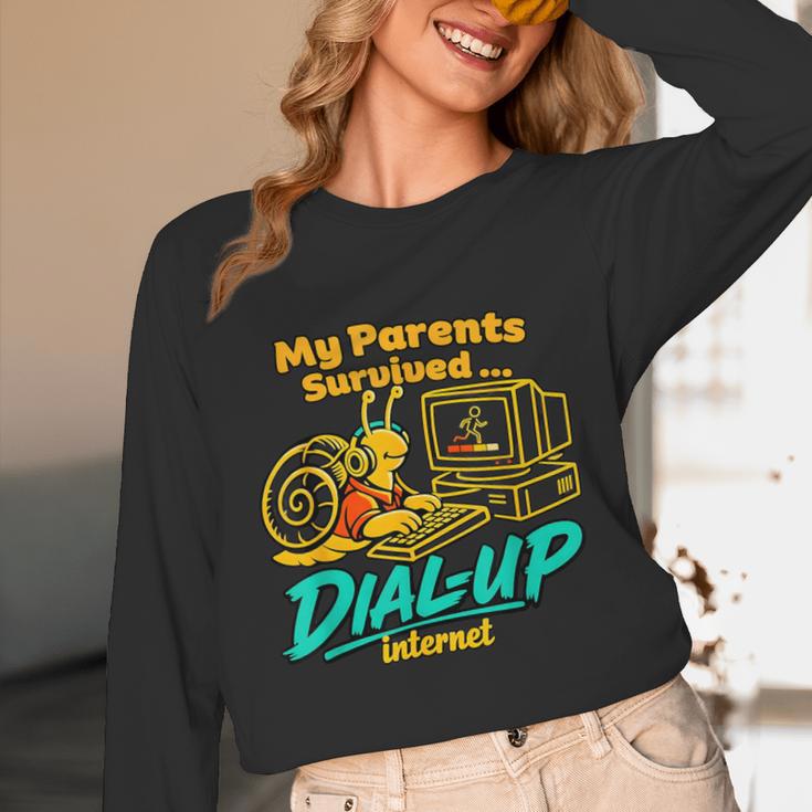My Parents Survived Dial Up Internet Nostalgia 90s Unisex Long Sleeve T-Shirt