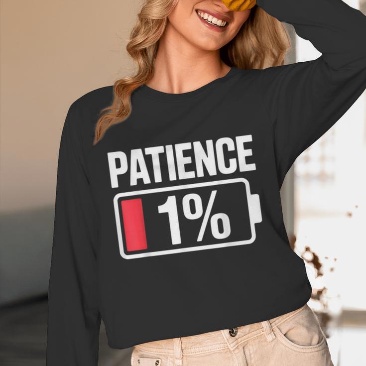 Patience 1 Battery Low Mood Tired Introvert Humor Unisex Long Sleeve T-Shirt