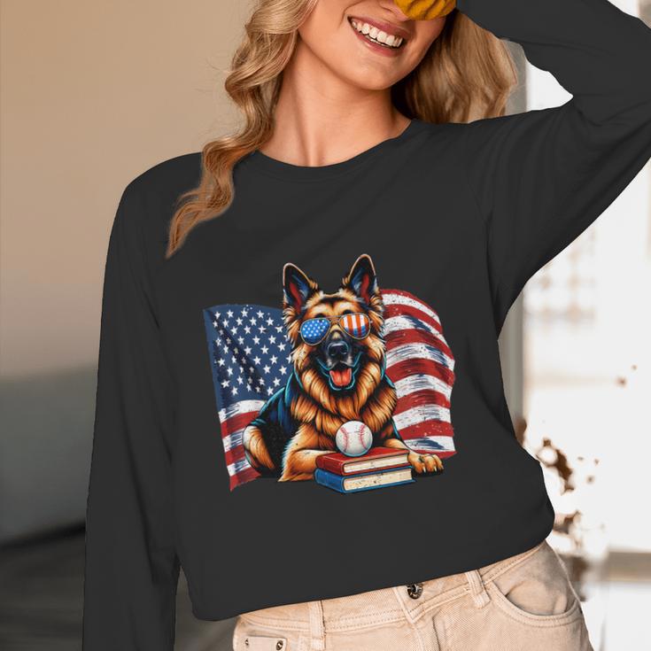 Patriotic German Shepherd Books Baseball USA Flag Vintage Unisex Long Sleeve T-Shirt Patriotic German Shepherd Books Baseball USA Flag Vintage Unisex Long Sleeve T-Shirt
