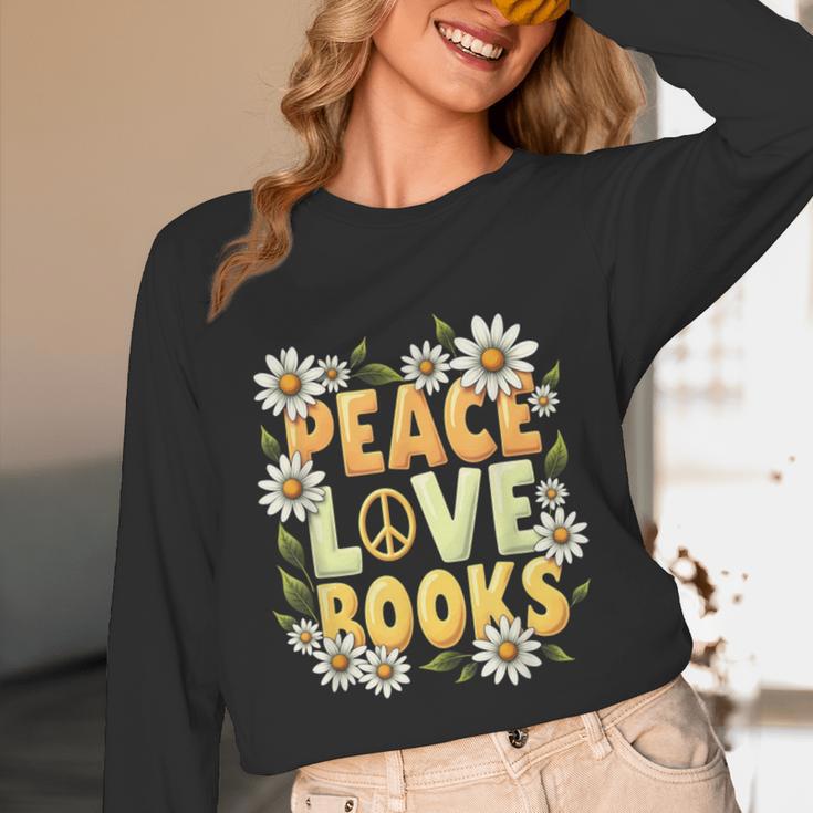 Peace Love Books Librarian Teacher Life Book Library Unisex Long Sleeve T-Shirt