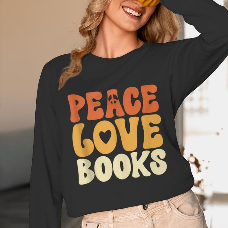 Peace Love Books Men Women Unisex Long Sleeve T-Shirt Peace Love Books Men Women Unisex Long Sleeve T-Shirt