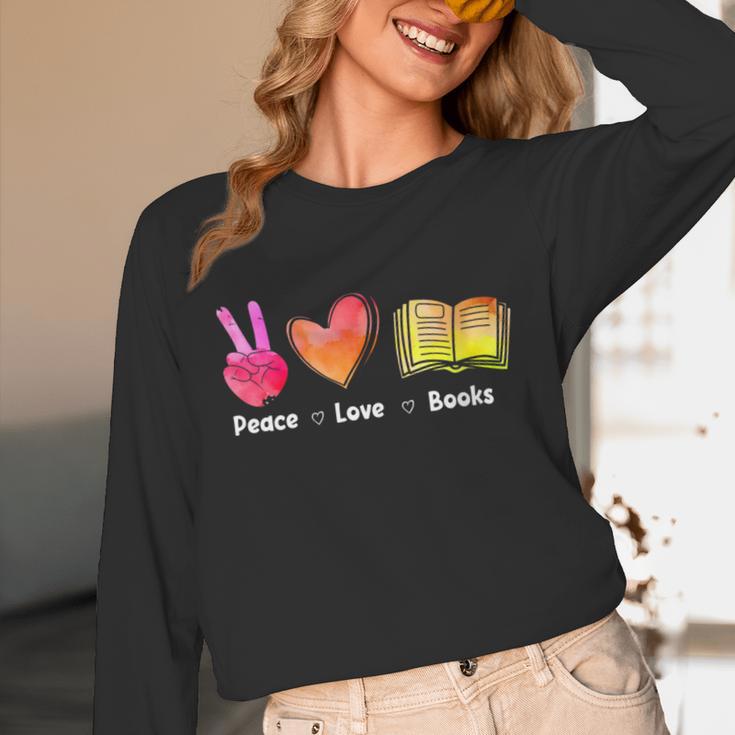 Peace Love Books Reader Librarian Library Book Unisex Long Sleeve T-Shirt Peace Love Books Reader Librarian Library Book Unisex Long Sleeve T-Shirt