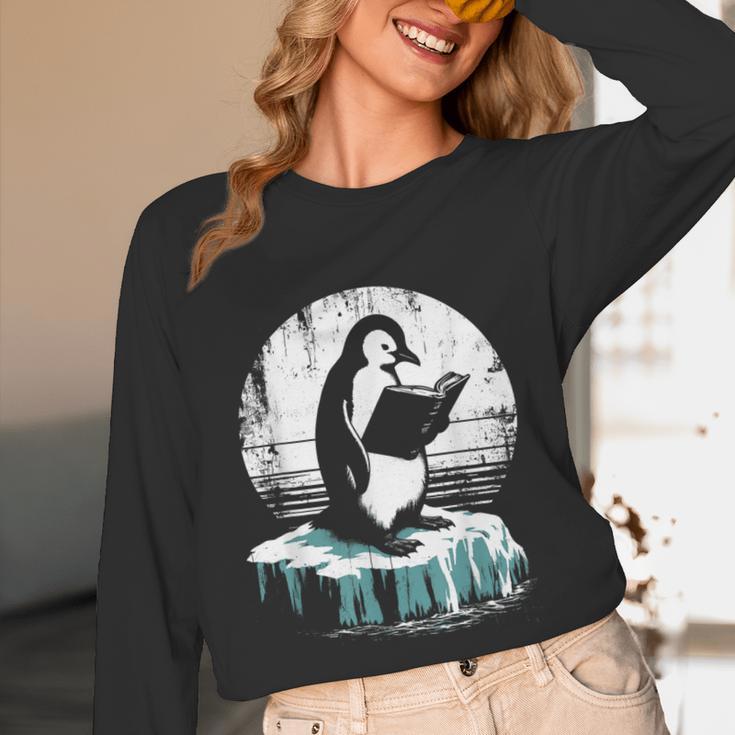 Penguin Reading A Book Vintage Graphic Bookworm Lover Unisex Long Sleeve T-Shirt Penguin Reading A Book Vintage Graphic Bookworm Lover Unisex Long Sleeve T-Shirt