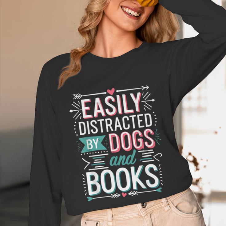 Pet Lover Easily Distracted By Dogs And Books Joke Men Unisex Long Sleeve T-Shirt Pet Lover Easily Distracted By Dogs And Books Joke Men Unisex Long Sleeve T-Shirt