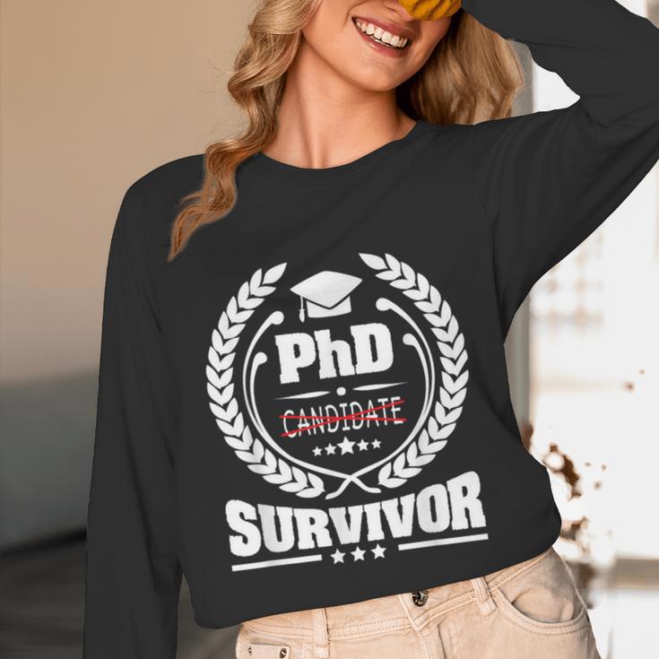 PhD Survivor Doctorate Graduate Shirt Graduation Unisex Long Sleeve T-Shirt