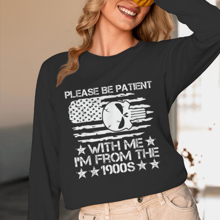Please Be Patient With Me I'm From The 1900s USA Flag Skull Unisex Long Sleeve T-Shirt Please Be Patient With Me I'm From The 1900s USA Flag Skull Unisex Long Sleeve T-Shirt