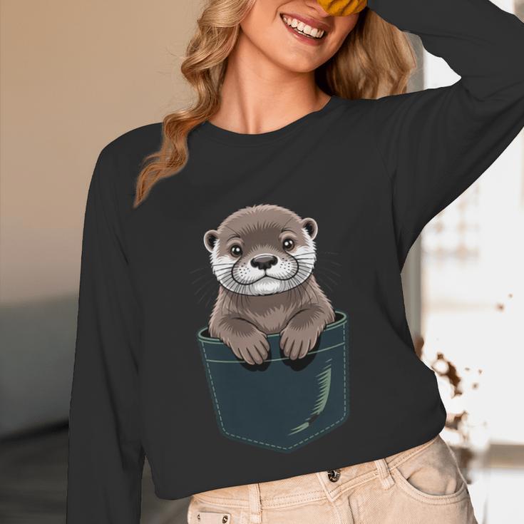 Pocket Otter Lover Introvert Cute Animal Fun Surprise Unisex Long Sleeve T-Shirt Pocket Otter Lover Introvert Cute Animal Fun Surprise Unisex Long Sleeve T-Shirt