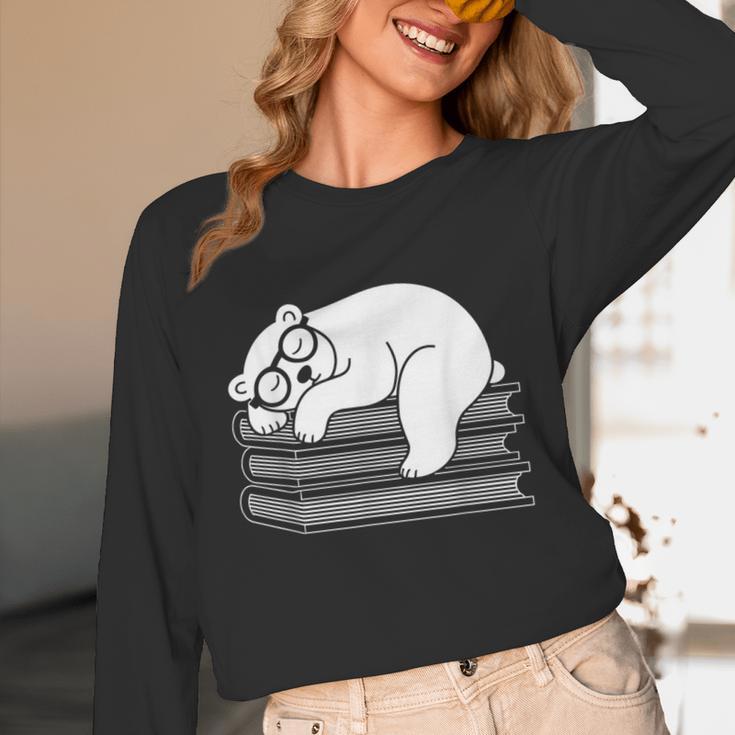 Polar Bear Reading Book Pajama Sleep Unisex Long Sleeve T-Shirt