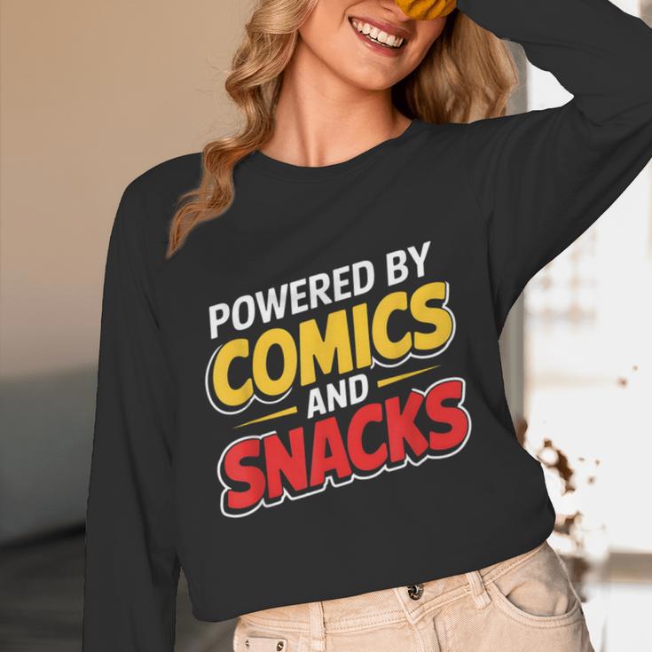 Powered By Comics And Snacks Comic Book Lover Unisex Long Sleeve T-Shirt Powered By Comics And Snacks Comic Book Lover Unisex Long Sleeve T-Shirt