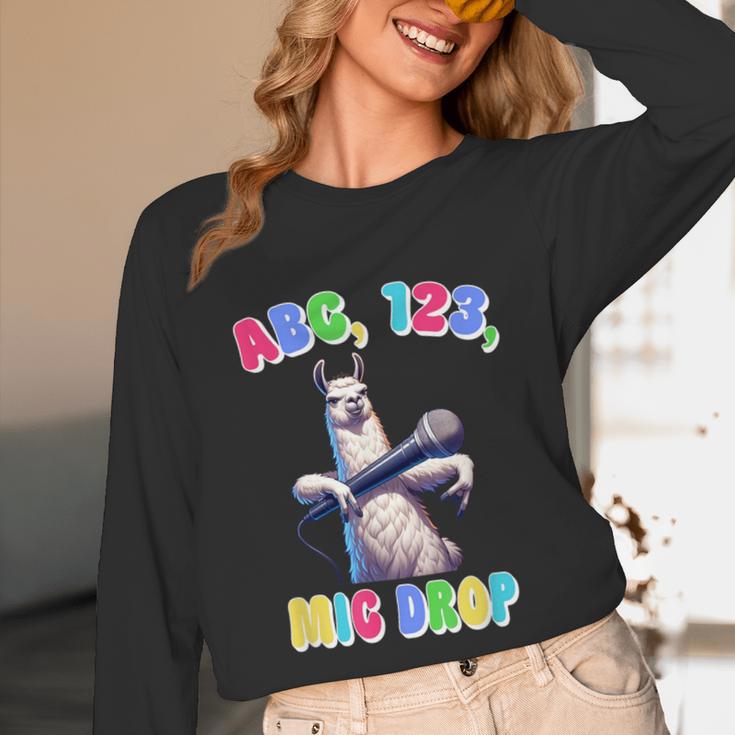 Preschool Graduate Shirt ABC 123 Mic Drop Llama Graduation Unisex Long Sleeve T-Shirt
