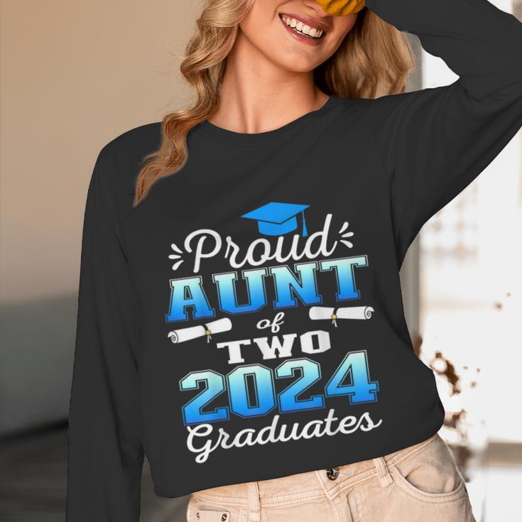 Proud Aunt Of Two 2024 Graduate Class 2024 Graduation Family Unisex Long Sleeve T-Shirt