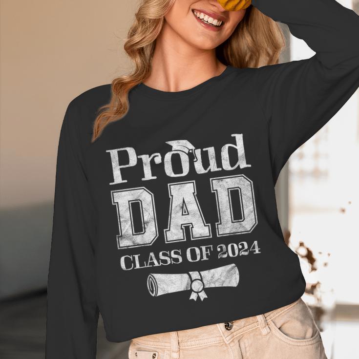 Proud Dad Of 2024 Graduate Father Senior 24 Graduation Unisex Long Sleeve T-Shirt