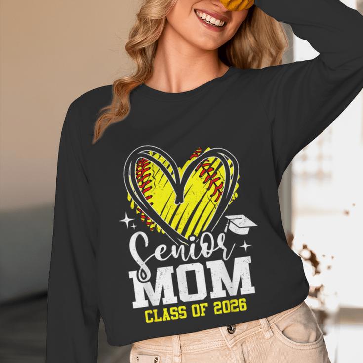Proud Senior Mom Class Of 2026 Softball Graduation Heart Unisex Long Sleeve T-Shirt