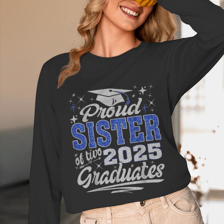 Proud Sister Of Two Class Of 2025 Graduates Twins Graduation Unisex Long Sleeve T-Shirt