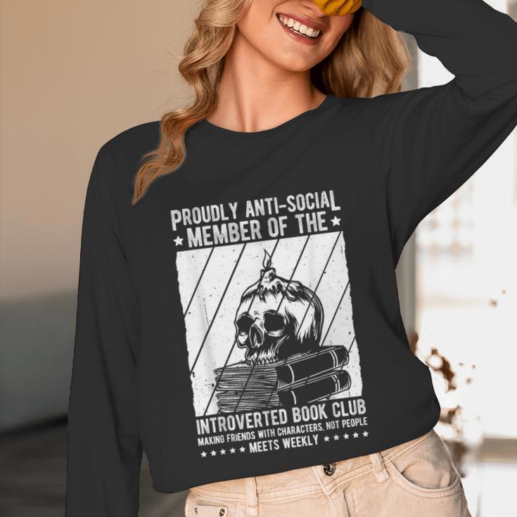 PROUDLY ANTI-SOCIAL MEMBER OF THE Introverted Book Club Unisex Long Sleeve T-Shirt