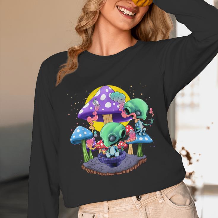 Psychedelic Alien Mushroom Nostalgia Groovy Vibe Hippie Unisex Long Sleeve T-Shirt Psychedelic Alien Mushroom Nostalgia Groovy Vibe Hippie Unisex Long Sleeve T-Shirt