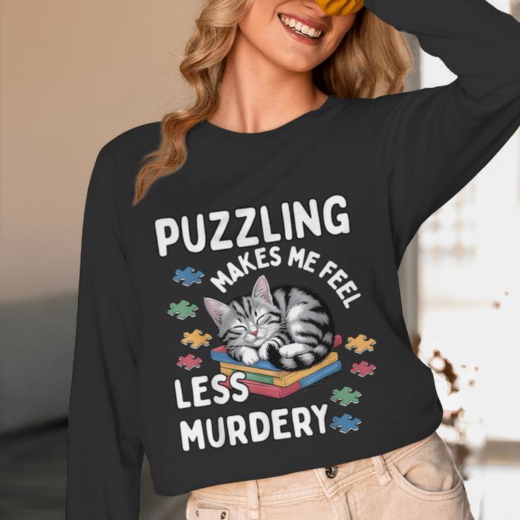 Puzzling Makes Me Feel Less Murdery Introvert Puzzle Cat Unisex Long Sleeve T-Shirt Puzzling Makes Me Feel Less Murdery Introvert Puzzle Cat Unisex Long Sleeve T-Shirt