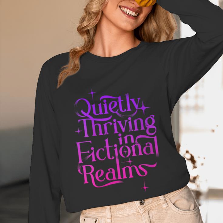 Quietly Thriving In Fictional Realms Book Lovers Unisex Long Sleeve T-Shirt