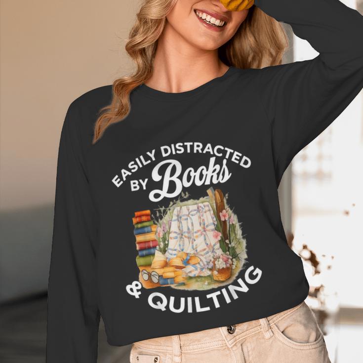 Quilting Sewing Machine Quilter Easily Distracted By Book Unisex Long Sleeve T-Shirt