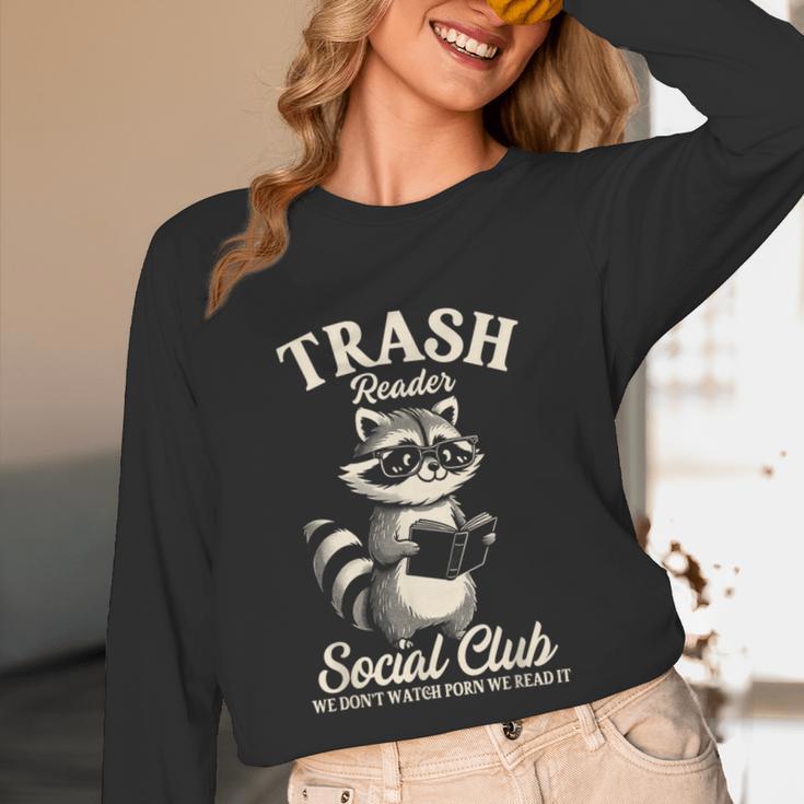 Raccoon Bookworm Readers Library Smut Reader Spicy Book Romance Rash Reader Social Club Unisex Long Sleeve T-Shirt
