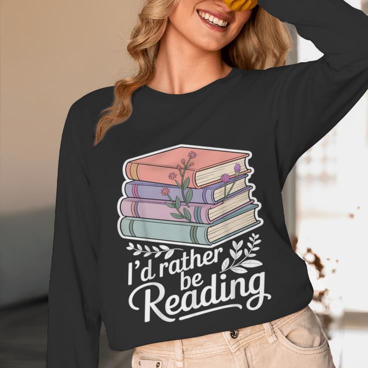 Rather Be Reading Book Lover Stack Unisex Long Sleeve T-Shirt