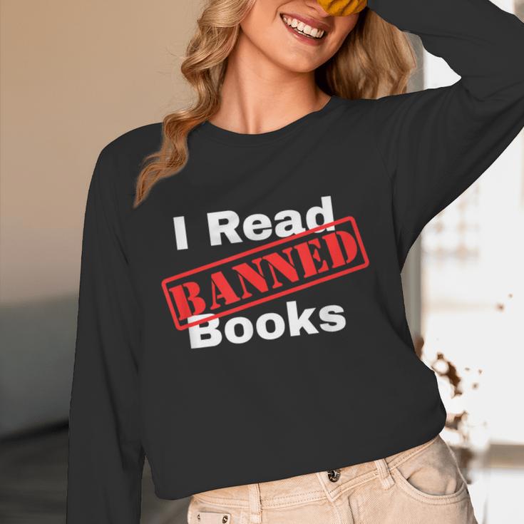 I Read Banned Books Censored Red Stamp Reading Librarian Unisex Long Sleeve T-Shirt