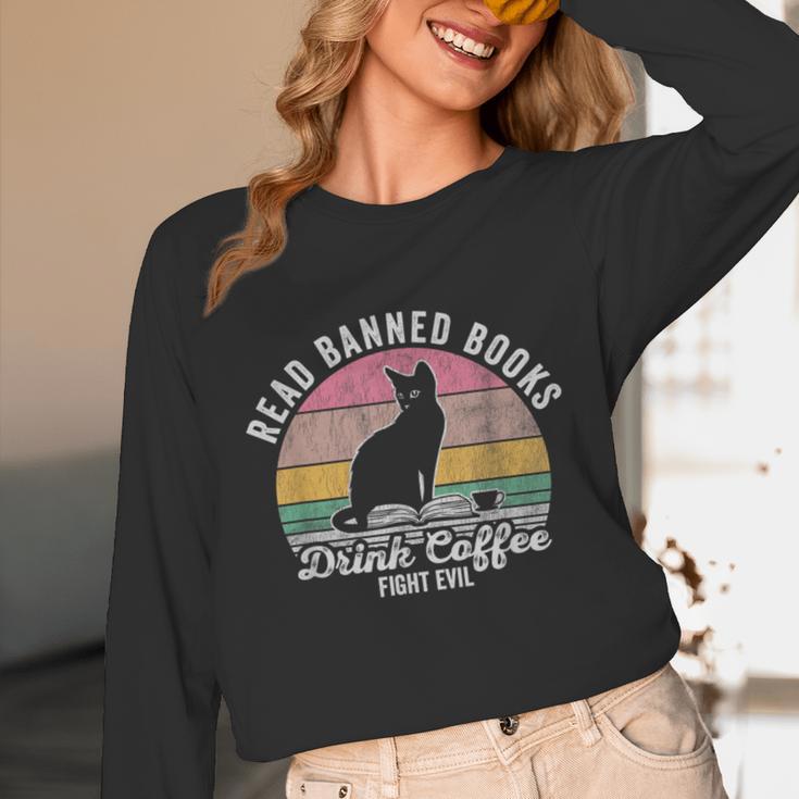 Read Banned Books Drink Coffee Fight Evil Unisex Long Sleeve T-Shirt Read Banned Books Drink Coffee Fight Evil Unisex Long Sleeve T-Shirt