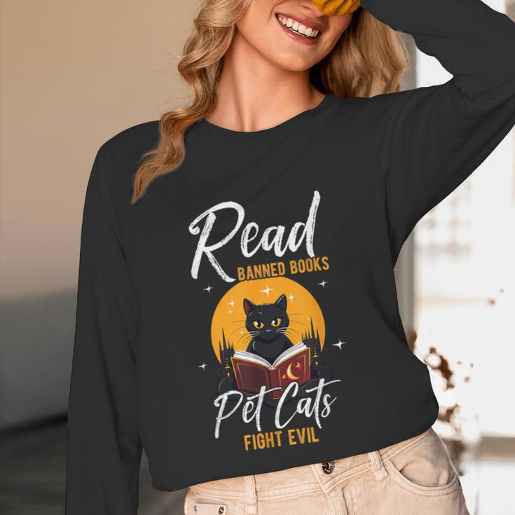 Read Banned Books Pet Cats Fight Evil Read Banned Reader Unisex Long Sleeve T-Shirt
