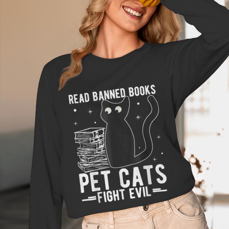 Read Banned Books Pet Cats Fight Evil Read Banned Books Unisex Long Sleeve T-Shirt
