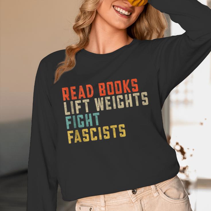 Read Books Lift Weights Fight Fascists Reading Unisex Long Sleeve T-Shirt