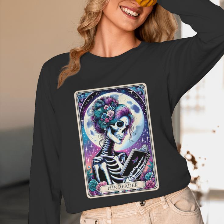 The Reader Tarot Card Reading Skeleton Skull Book Lover Unisex Long Sleeve T-Shirt