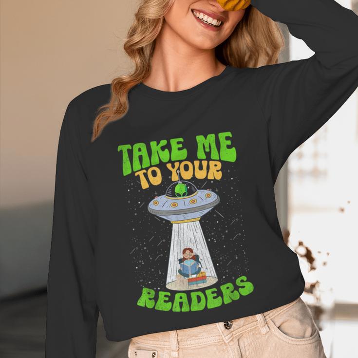 Take Me To Your Readers Alien Book Reading Bookaholic Unisex Long Sleeve T-Shirt Take Me To Your Readers Alien Book Reading Bookaholic Unisex Long Sleeve T-Shirt
