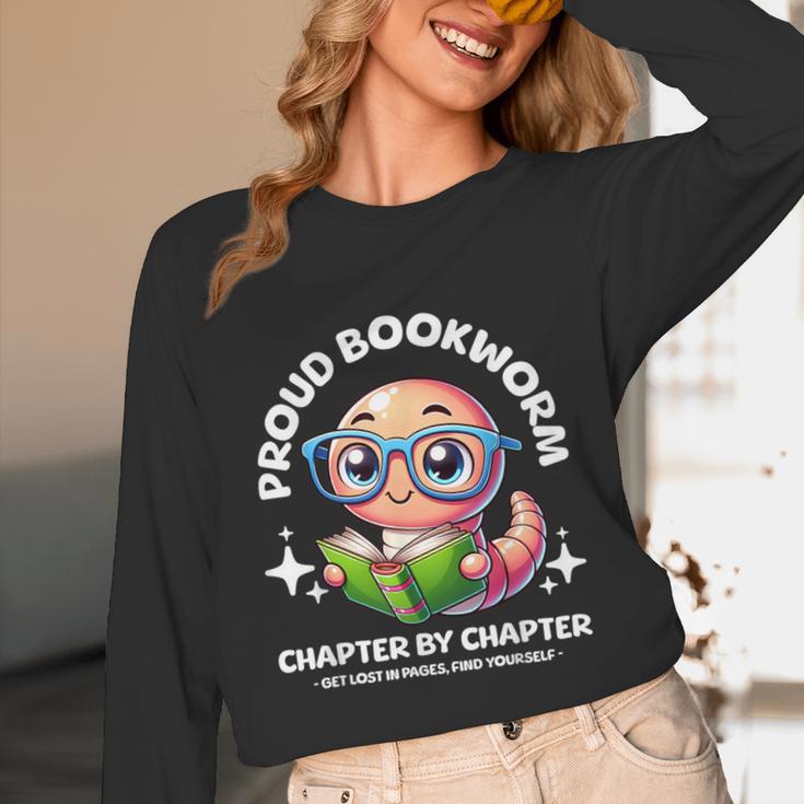 Reading Book Lovers Glasses Cartoon Worm Books Cute Bookworm Unisex Long Sleeve T-Shirt