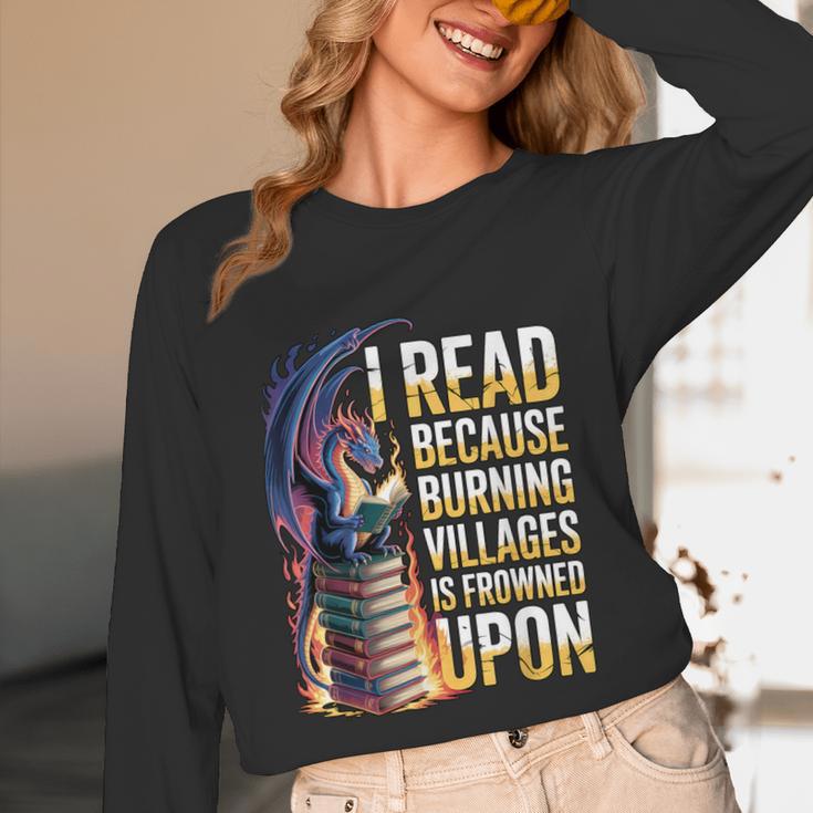 Reading Bookish Dragon Fantasy Unisex Long Sleeve T-Shirt Reading Bookish Dragon Fantasy Unisex Long Sleeve T-Shirt