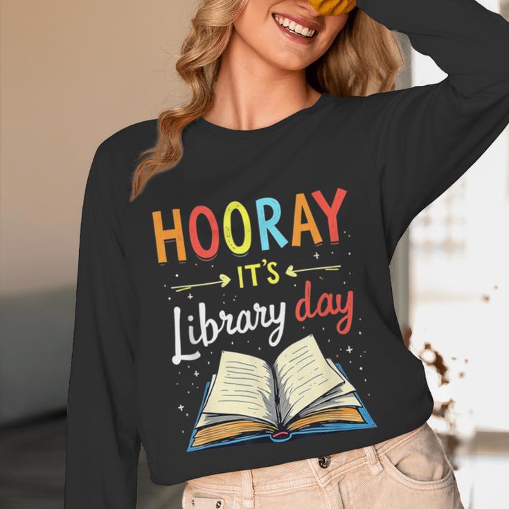 Reading Books Bibliophile Hooray It's Library Day Unisex Long Sleeve T-Shirt