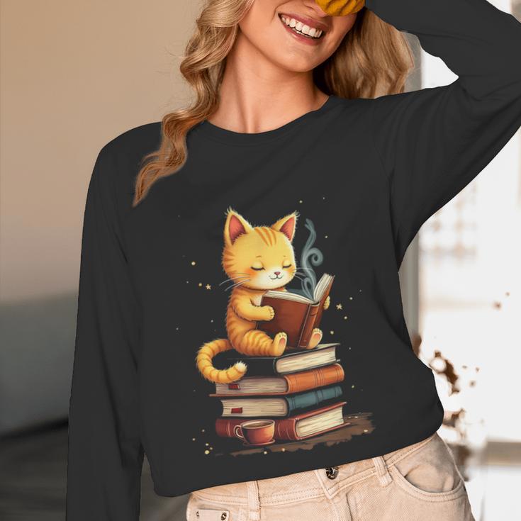 Reading Cat Books Cute Unisex Long Sleeve T-Shirt