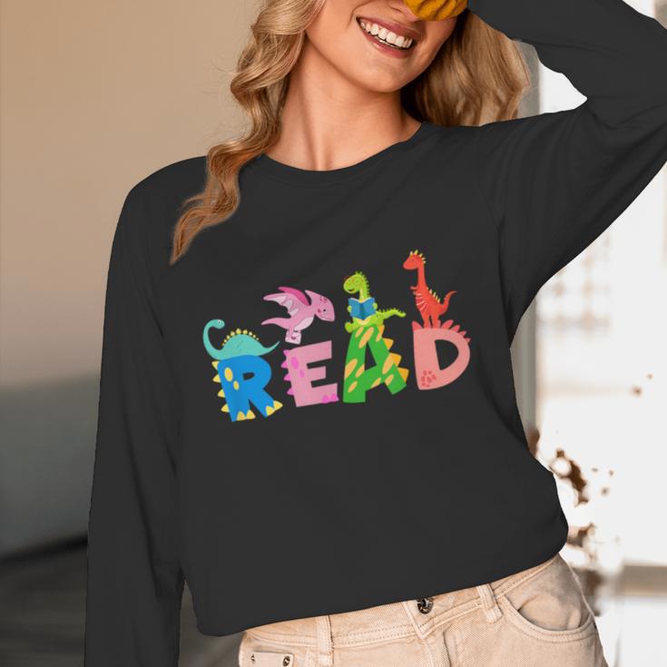 Reading DinosaurRex Dino Book Lover Unisex Long Sleeve T-Shirt Reading DinosaurRex Dino Book Lover Unisex Long Sleeve T-Shirt