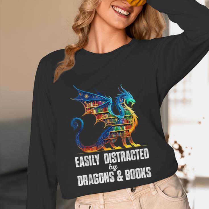 Reading Lover Easily Distracted By Dragons And Books Dragon Unisex Long Sleeve T-Shirt