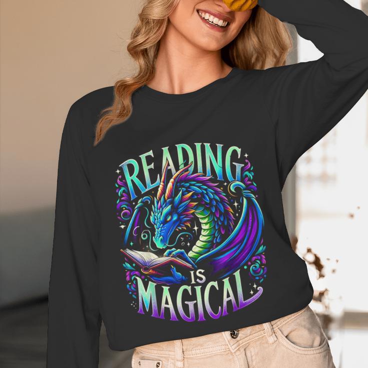 Reading Is Magical Dragon Tee Perfect For Book Lovers Kids Unisex Long Sleeve T-Shirt