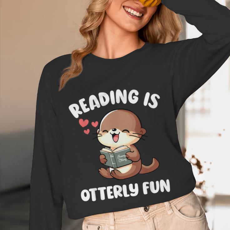 Reading Is Otterly Fun Otter Bookworm Book Lover Librarian Unisex Long Sleeve T-Shirt