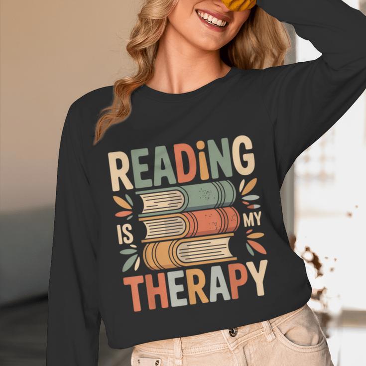 Reading Is My Therapy Book Lover Unisex Long Sleeve T-Shirt