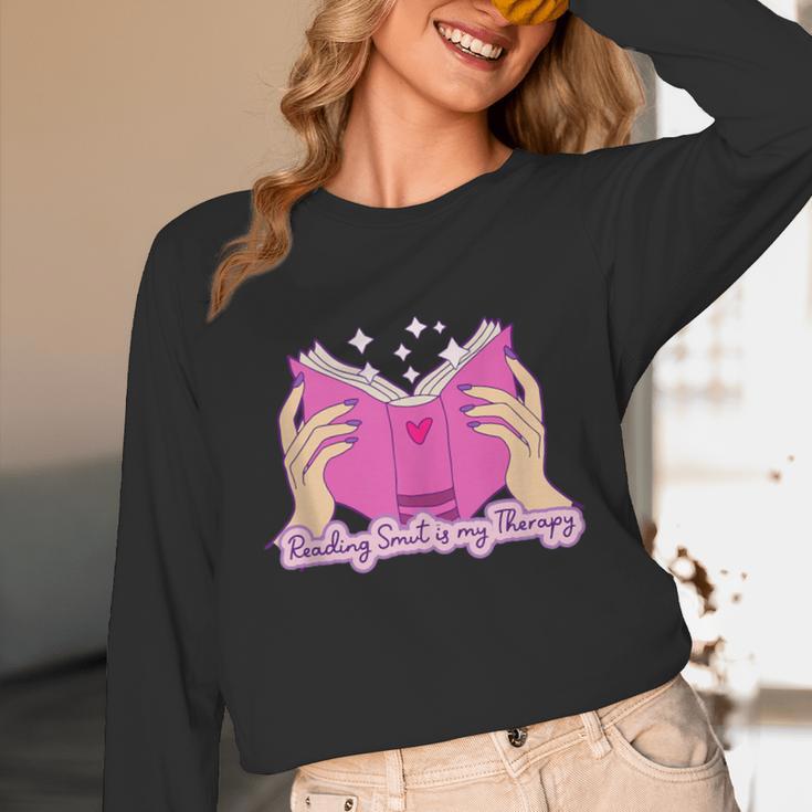 Reading Smut Is My Therapy Romance Book Reader Humor Unisex Long Sleeve T-Shirt