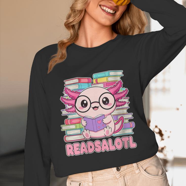 Readsalotl Axolotl Reading Book Bookworm Unisex Long Sleeve T-Shirt