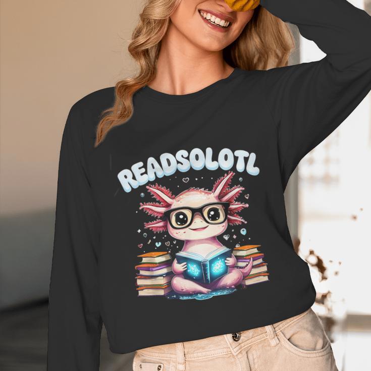 Readsolotl Pink Kawaii Axolotl Read Book Lover Reading Unisex Long Sleeve T-Shirt Readsolotl Pink Kawaii Axolotl Read Book Lover Reading Unisex Long Sleeve T-Shirt