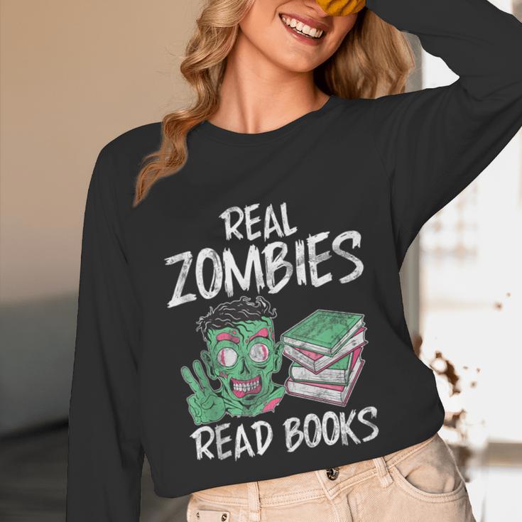 Real Zombies Read Books Zombie Unisex Long Sleeve T-Shirt Real Zombies Read Books Zombie Unisex Long Sleeve T-Shirt