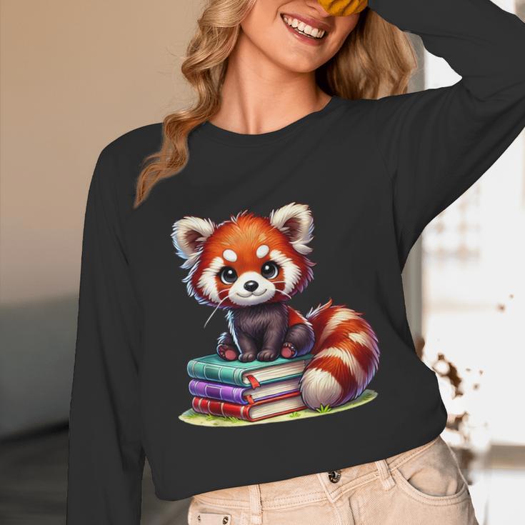 Red Panda Books Lover Reading Bookworm Unisex Long Sleeve T-Shirt