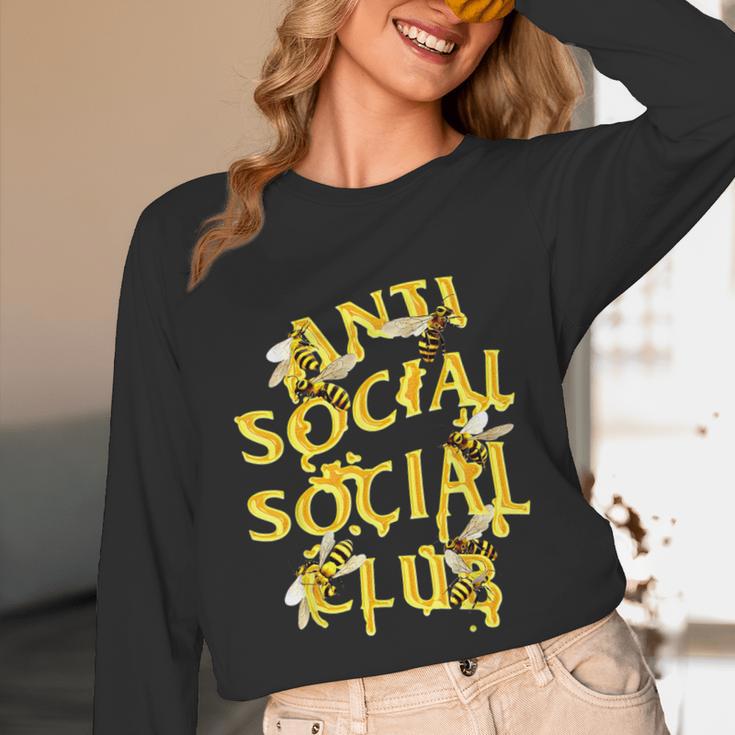 Retro Anti Social Club Bees Introvert Women Men Unisex Long Sleeve T-Shirt