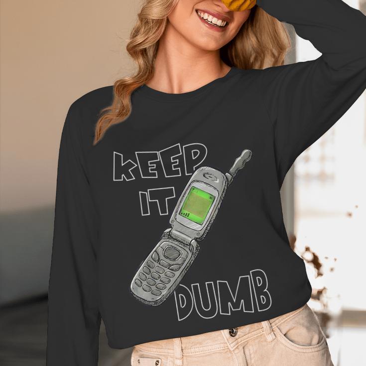 Retro Dumb Flip Phone Vintage 90s Y2K Tech Nostalgia Unisex Long Sleeve T-Shirt